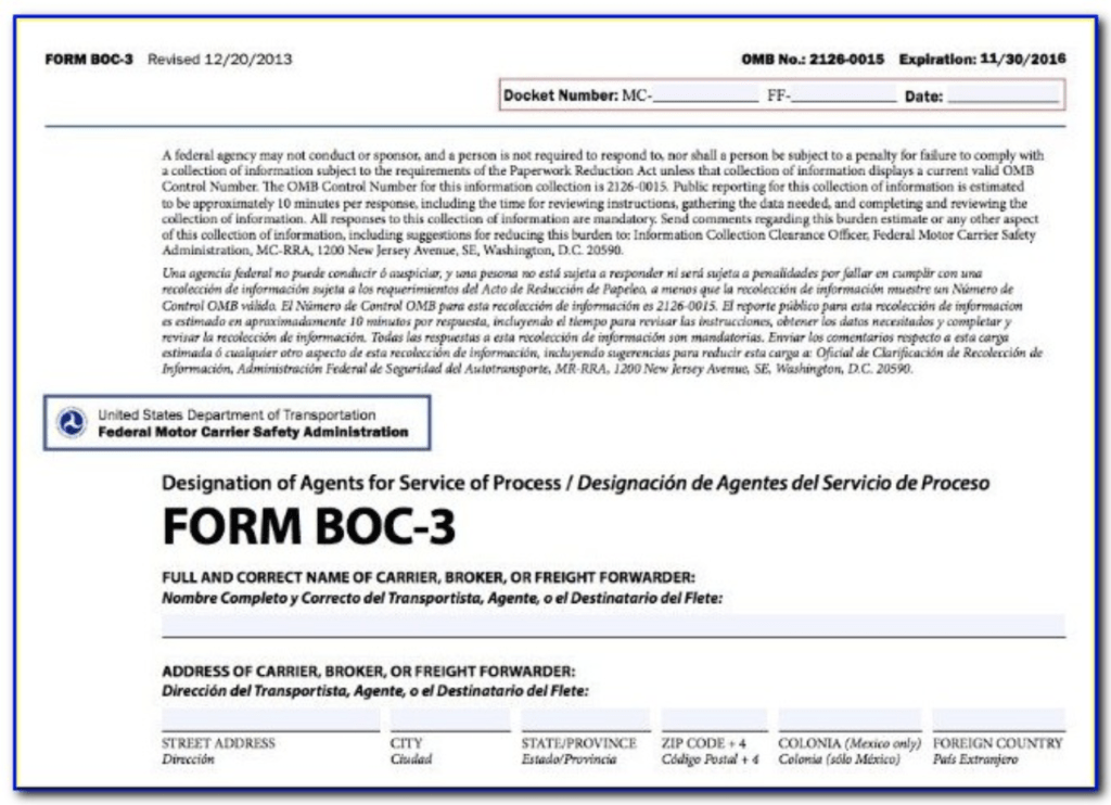 Picture of BOC-3 Form